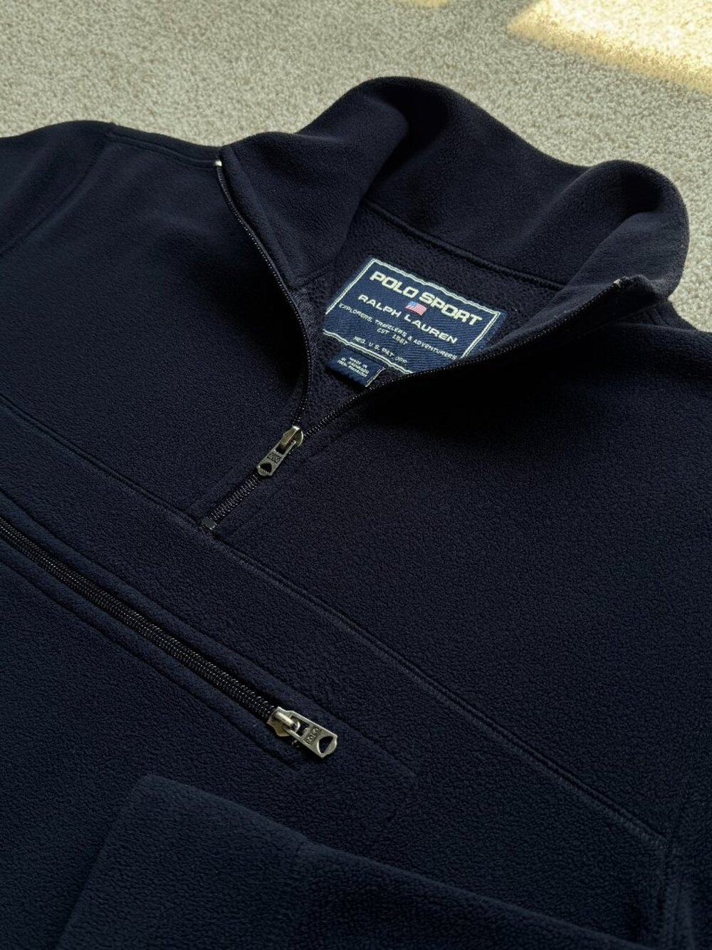 Vintage Polo Sport Ralph Lauren Navy Fleece 1/4 Zip S